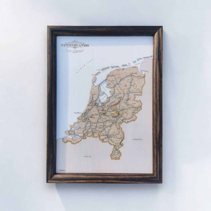 White Netherlands map art on a white background