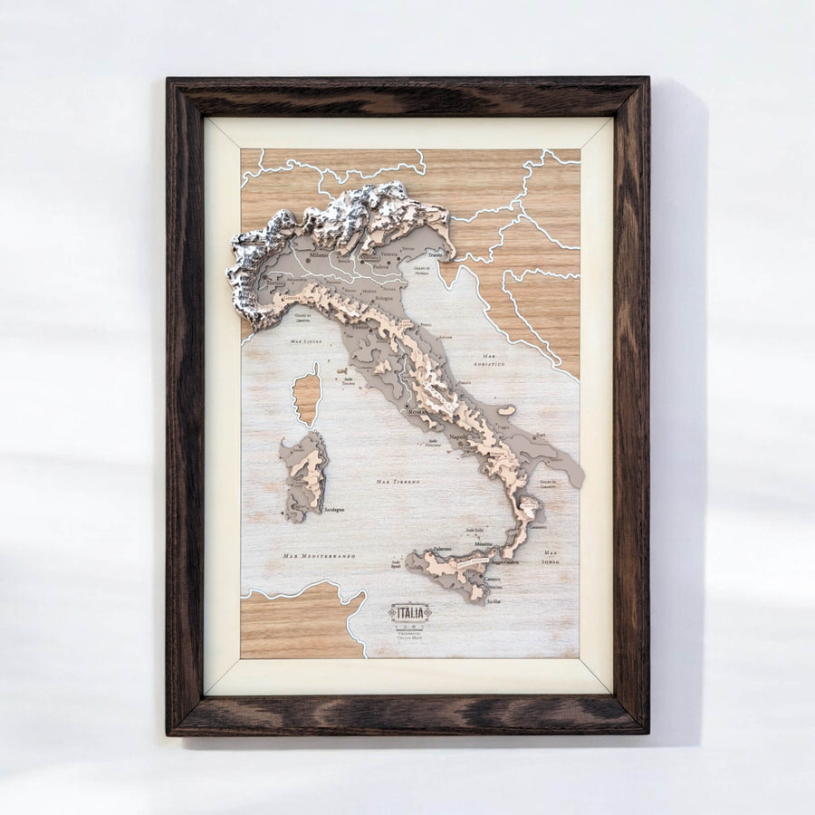 Italy 3d wooden contour map art