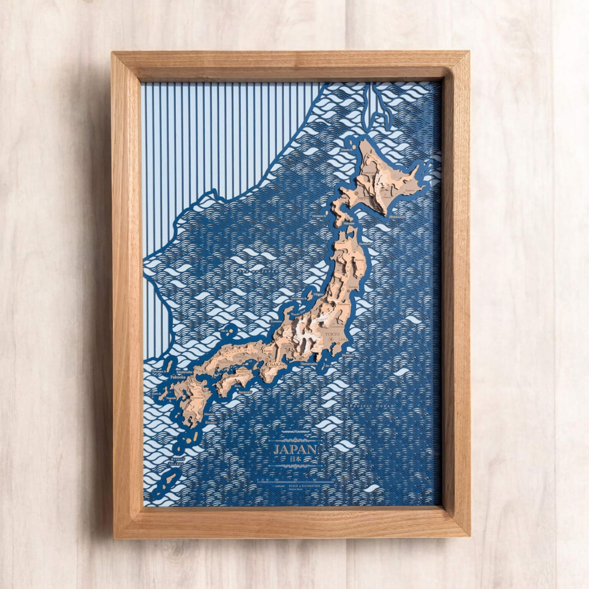2369❣️ FUKUOKA 3D Wood City Map Japan Wooden Map Art | Unique