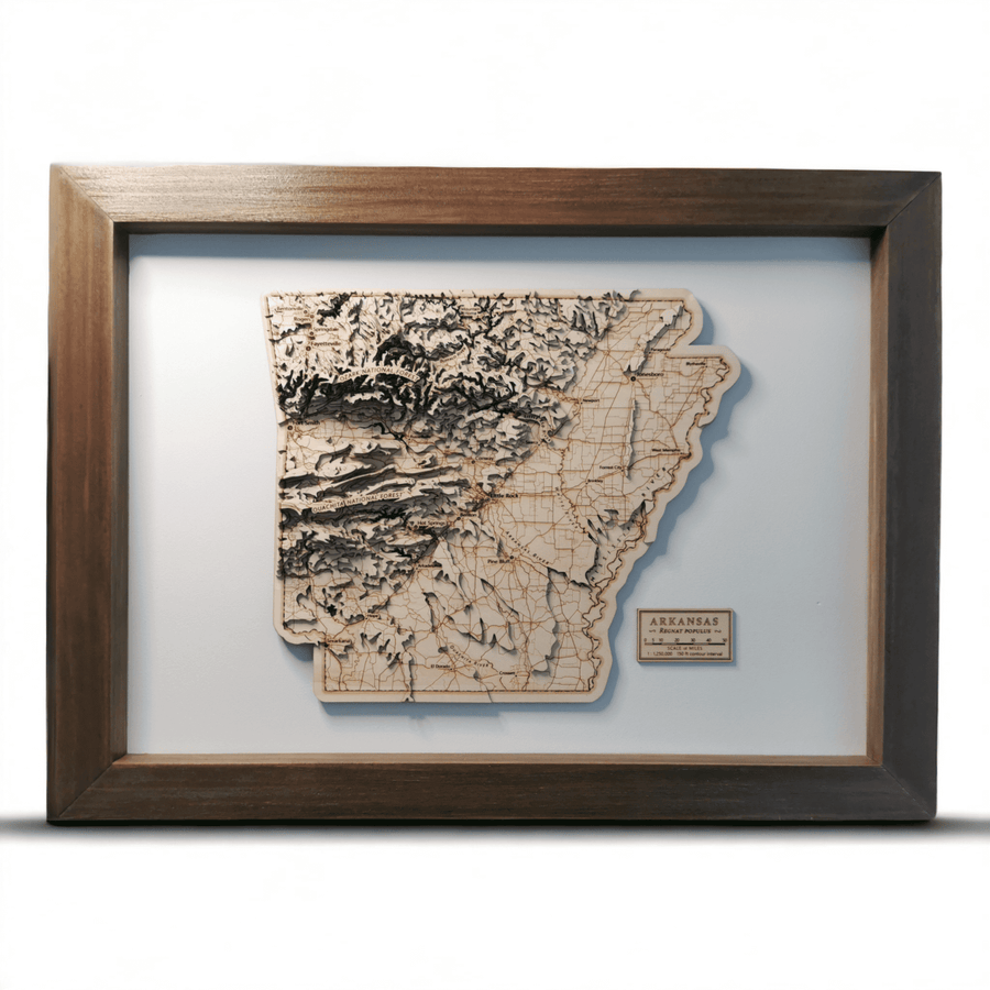Little Rock Arkansas Wood Topographic Contour Map Art