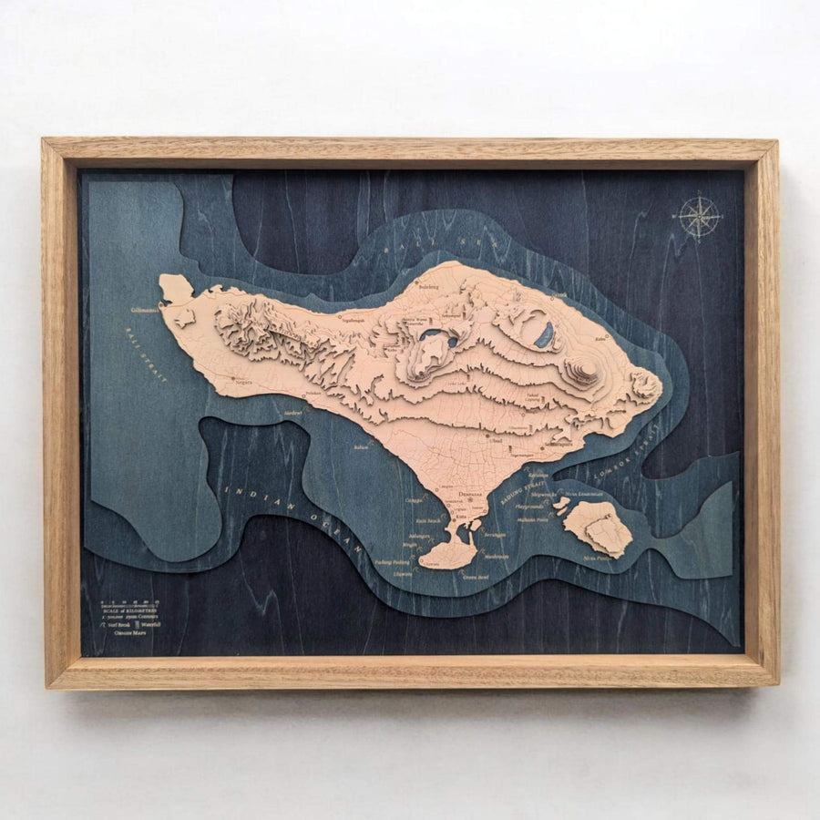 Raised Relief Wooden Map Art Of Bali