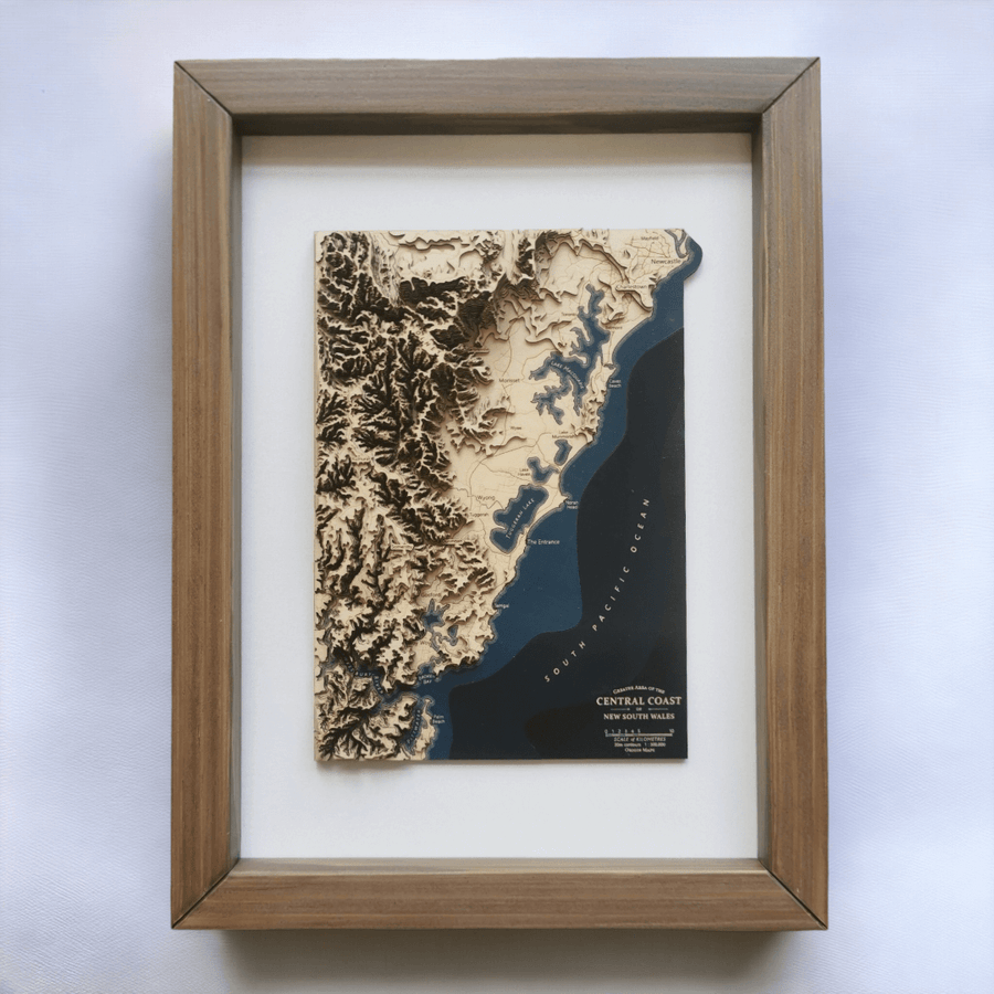 Central Coast Map Art Contour Topographic Wood Gift NSW
