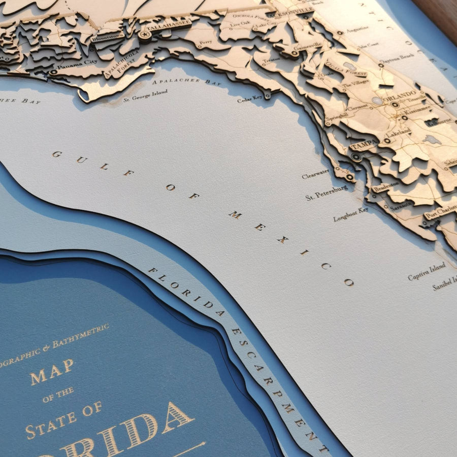 the gulf of mexico and florida escarpment as shown on a bathymetric map of florida