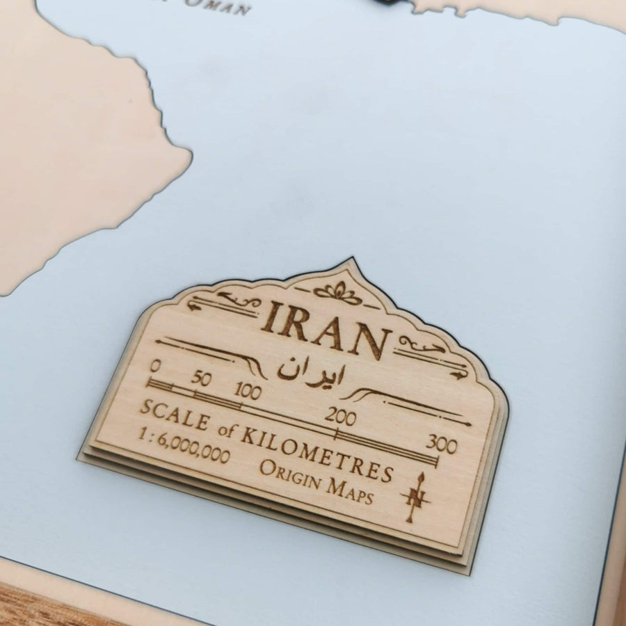 Iran laser cut contour map