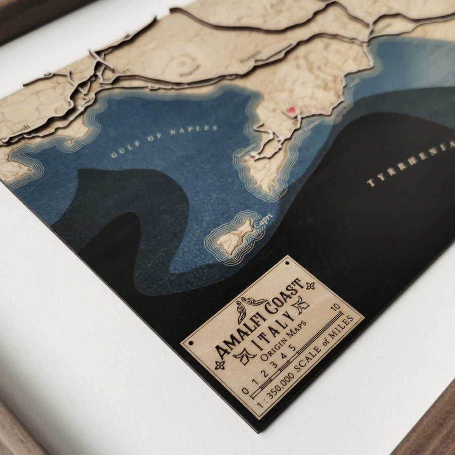 Amalfi Coast Italy Wooden Map Picture