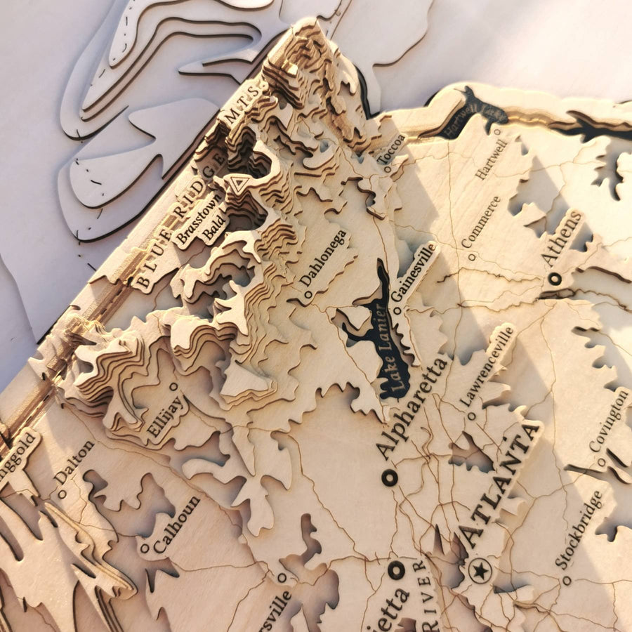 Dahlonega and lake lanier of the state of georgia as shown on a contour map