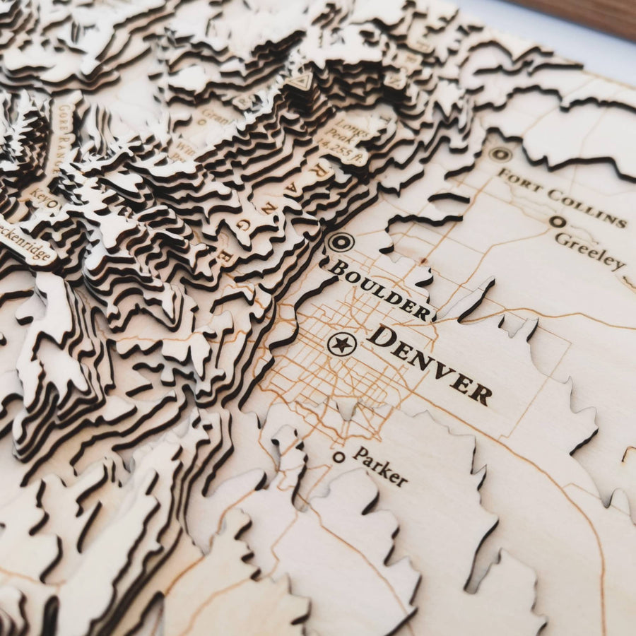 Wooden Topographic Map of Any US State