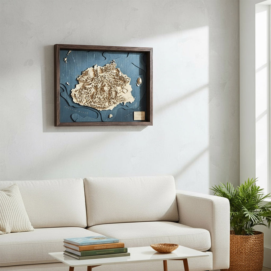 Wooden Framed Map of Fiji