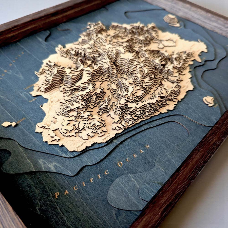 3D contour Map Art of Fiji