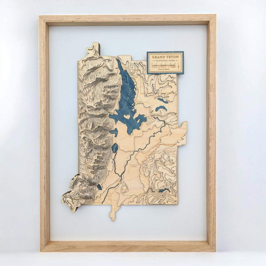 Grand Teton National Park Raised Relief Wooden Map Art