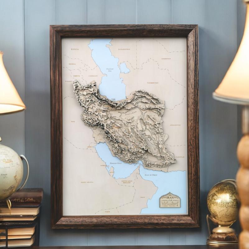 Iran Topographic Contour Map Art 