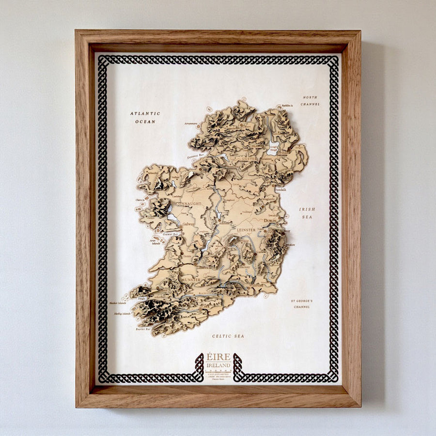 3D wooden map art of Ireland