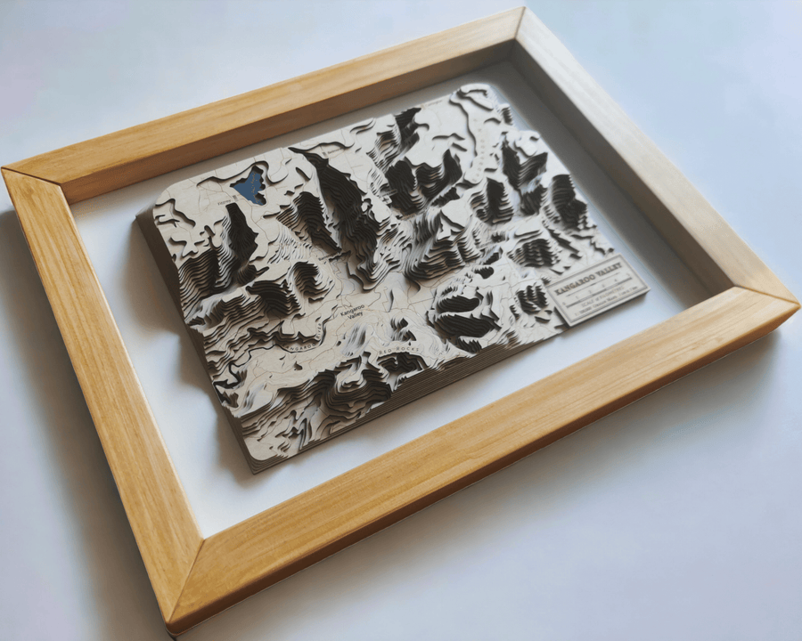 Kangaroo Valley New south wales australia carved 3d wood map