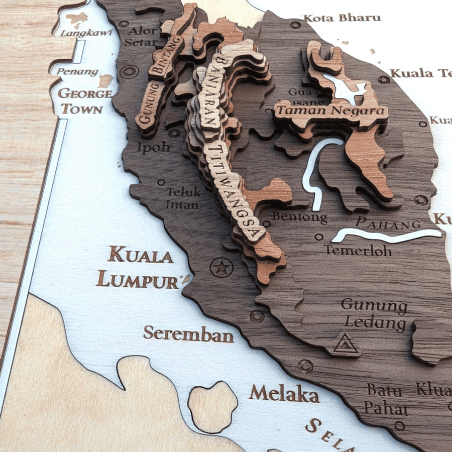 Innlay Maps Malaysia Wooden Map Art