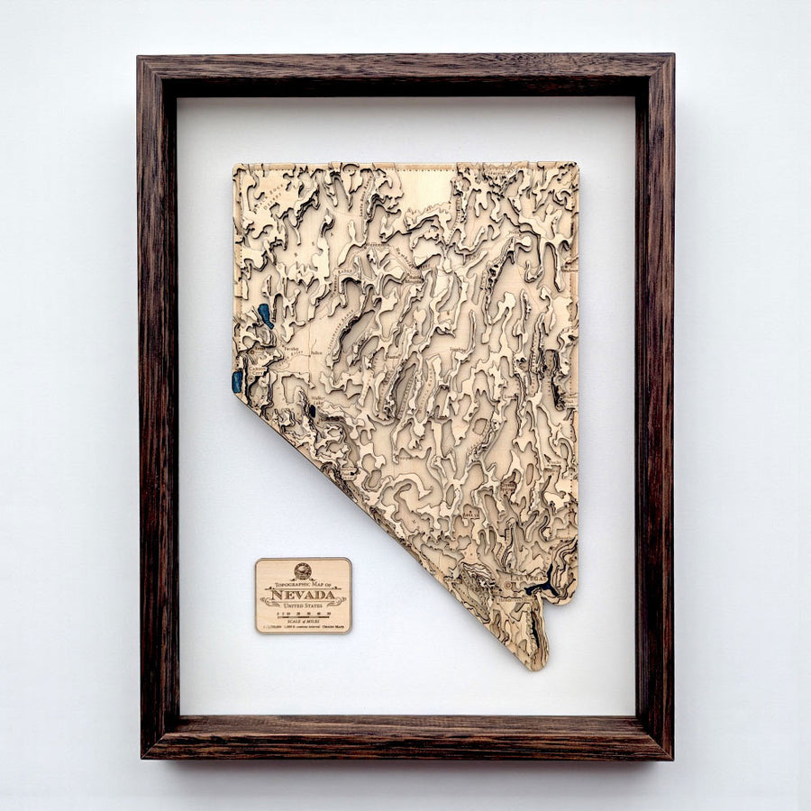 Wooden Contour Map Of Nevada