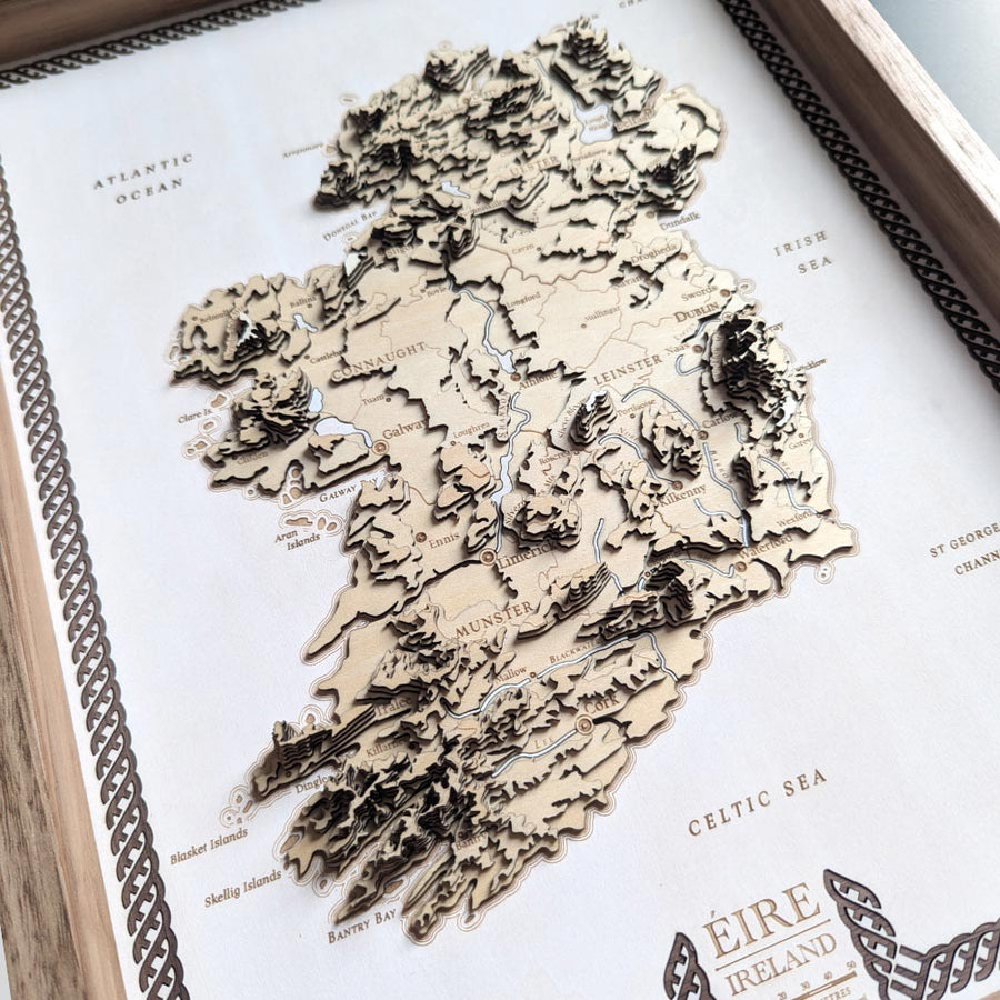 Wooden Contour map of Leinster and greater Ireland