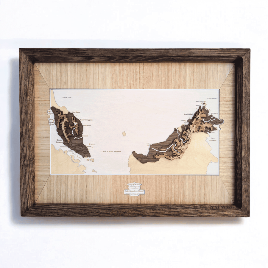 Topographic contour map of Malaysia