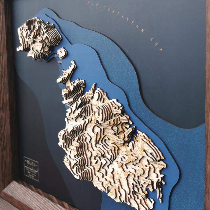 3D Carved Map of Malta showing Hamrun