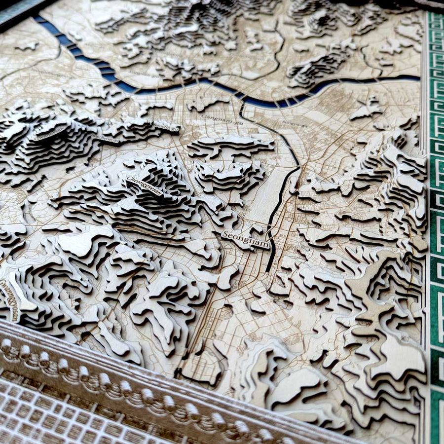 Seongnam of Seoul South Korea laser cut map art