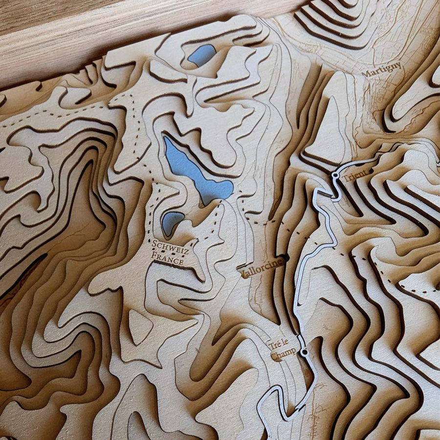 Switzerland Martigny topographic contour map art