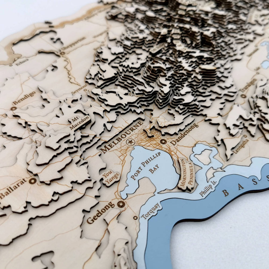 Topographic Contour Map Of victoria showing melbourne and dandenong