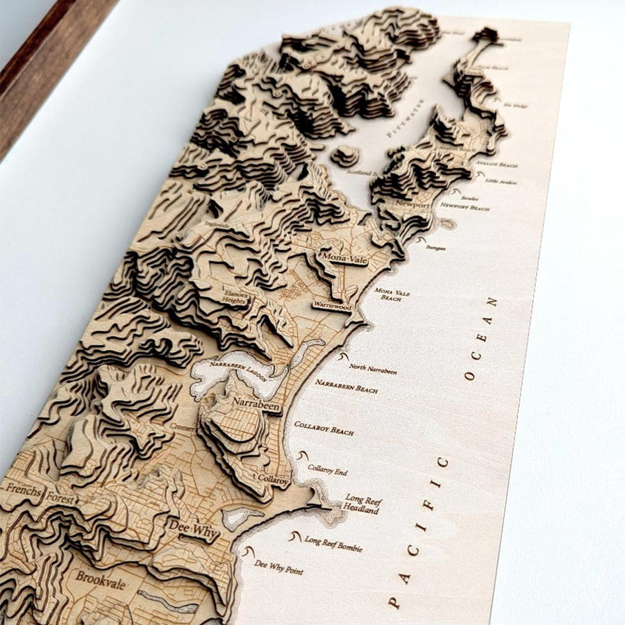 Sydney Northern Beaches Surf Wooden Map Art
