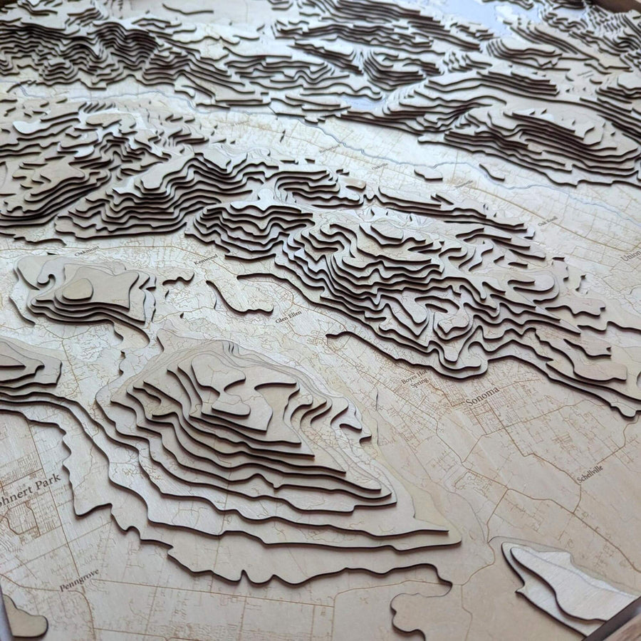 3D Contour Map Art Of Napa Valley, California