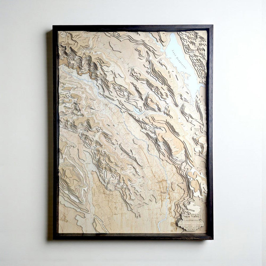 Napa Valley Framed Wooden Map Art