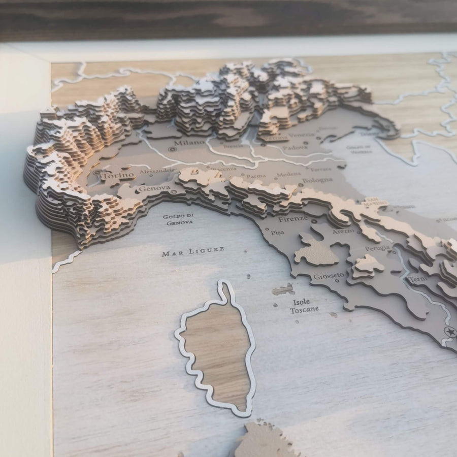 Wooden 3d Contour Map of Italy