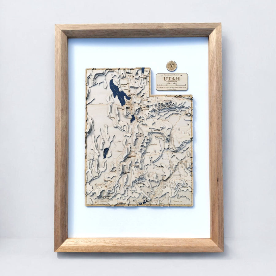 Wooden map art of Utah United States