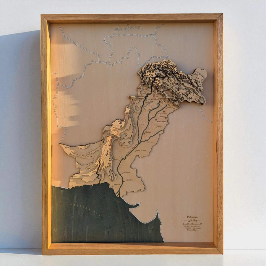 Wooden 3d Map Art of Pakistan