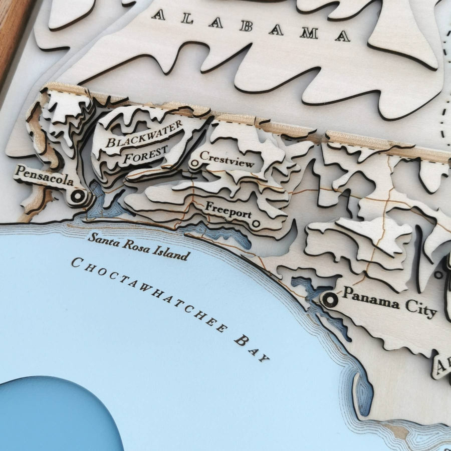 3d topographic map of florida showing blackwater forest and crestview