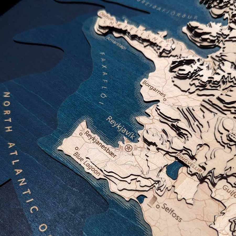 Reykjavik Wooden 3d Map Art