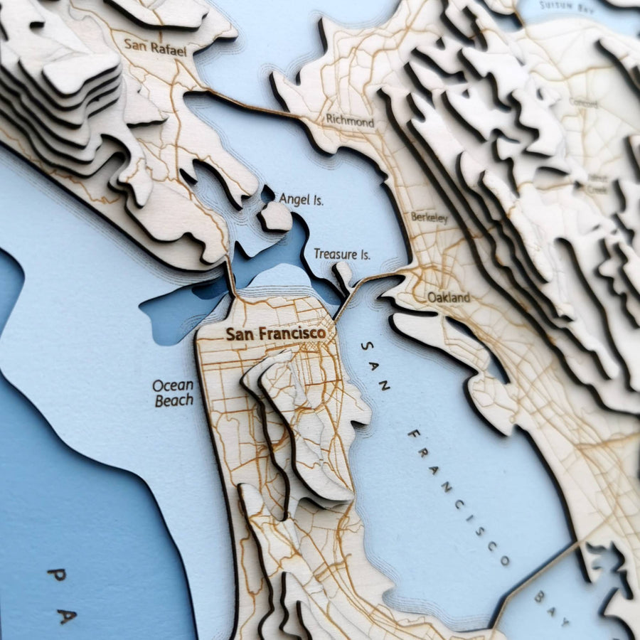 san francisco peninsula as shown on a contour map of the bay area