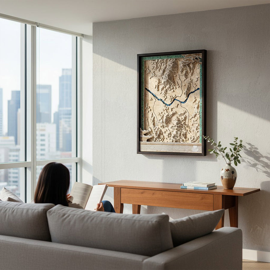 Map of Seoul South Korea in a loungeroom