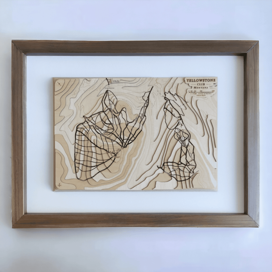 Yellowstone Ski Resort Wooden Map Art
