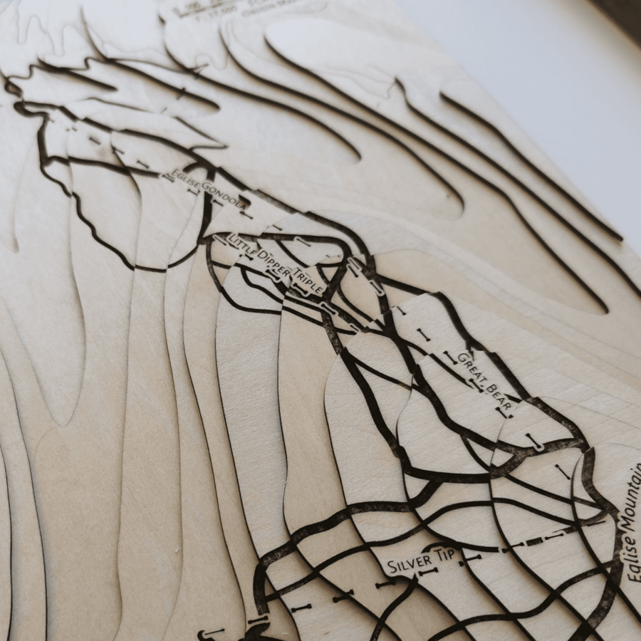 Yellowstone Ski Resort Wooden Map Art
