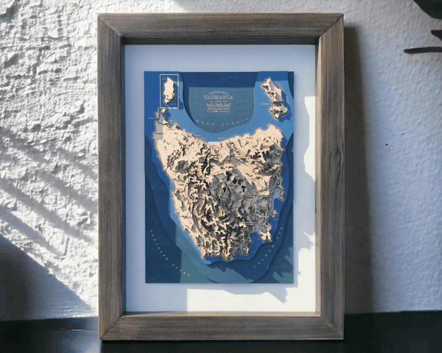 Tasmania Wooden Topographic Map