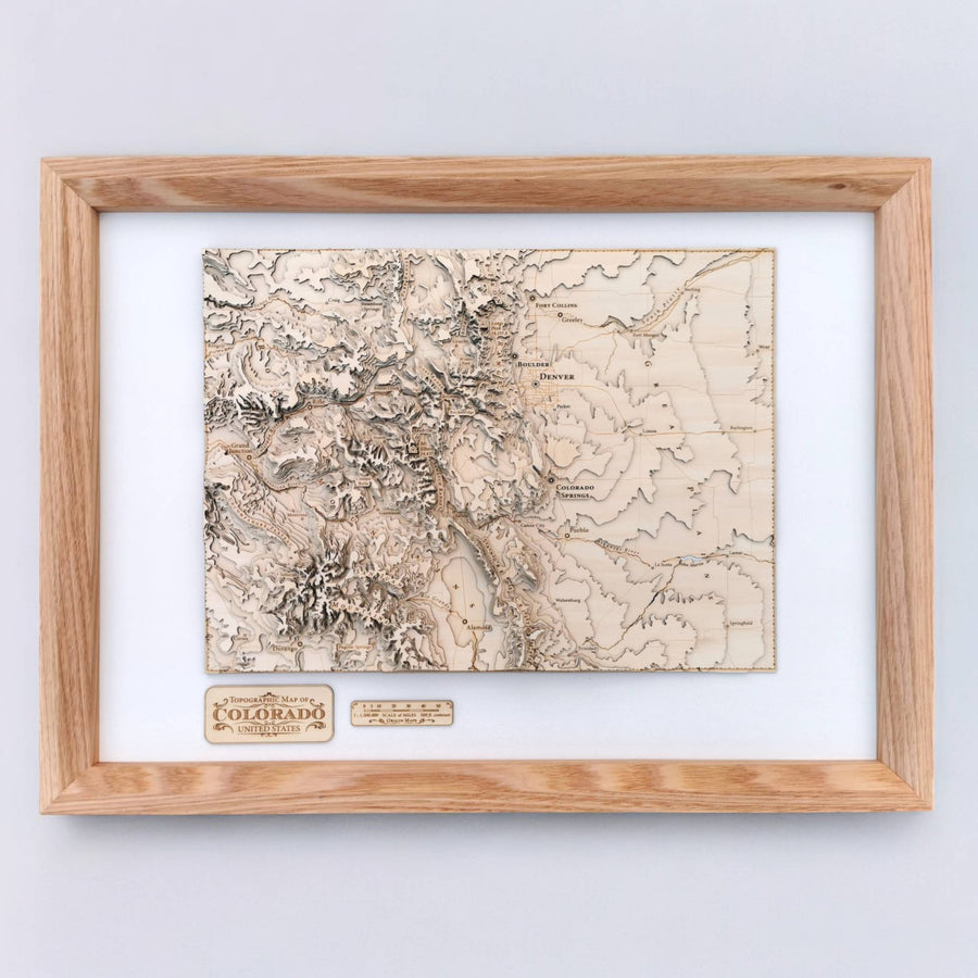Wooden Topographic Map of Any US State