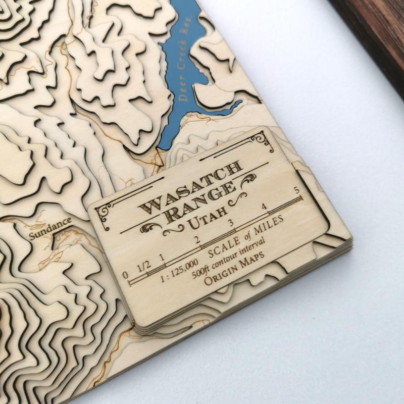 Map legend for Wasatch range of utah in a stylish laser engraved design