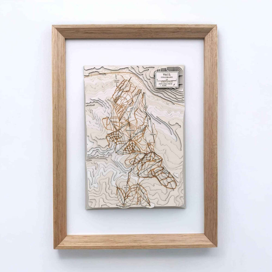 Vail Colorado Framed Wooden Ski Map