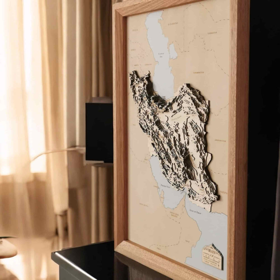 3D Carved Map of Iran and Surrounding countries