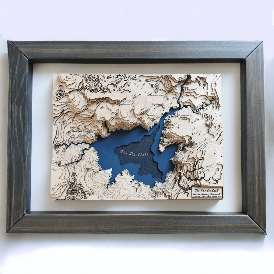 The Underdark Dungeons & Dragons wooden map art, a carved 3D map