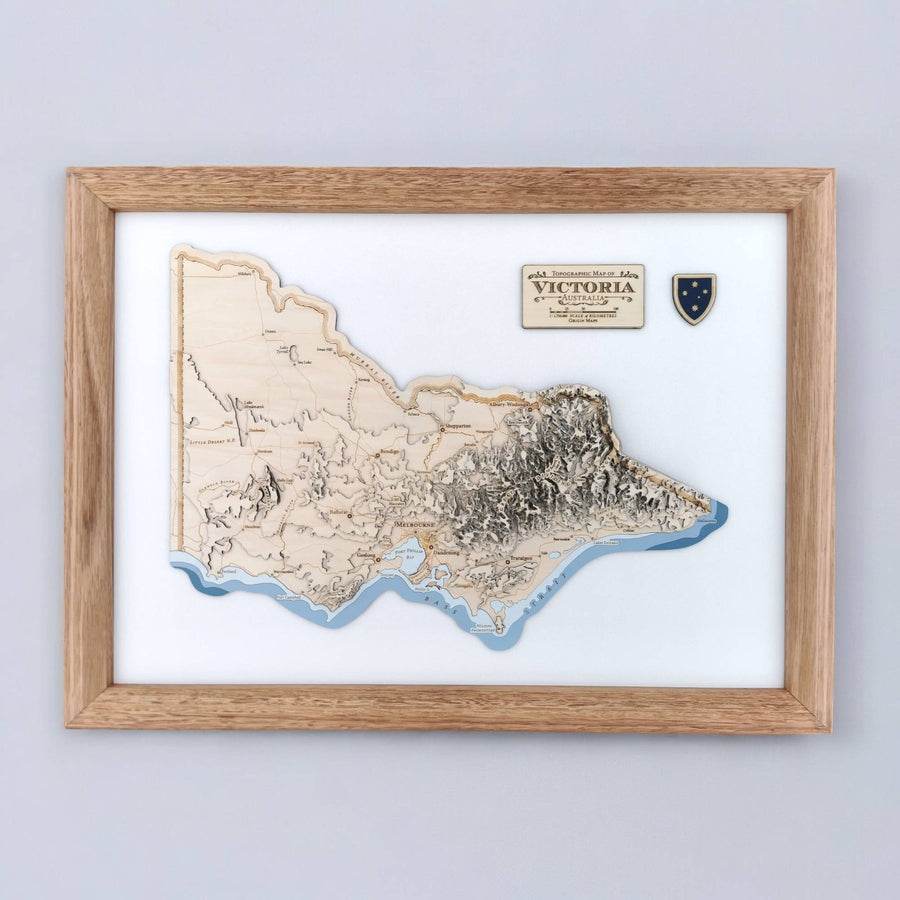 Framed map showing victoria of australia