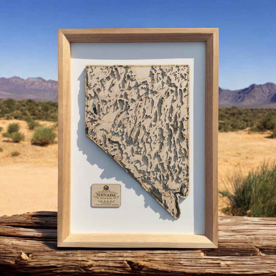 Topographic contour map of Nevada of the USA with the sonoran desert in the background