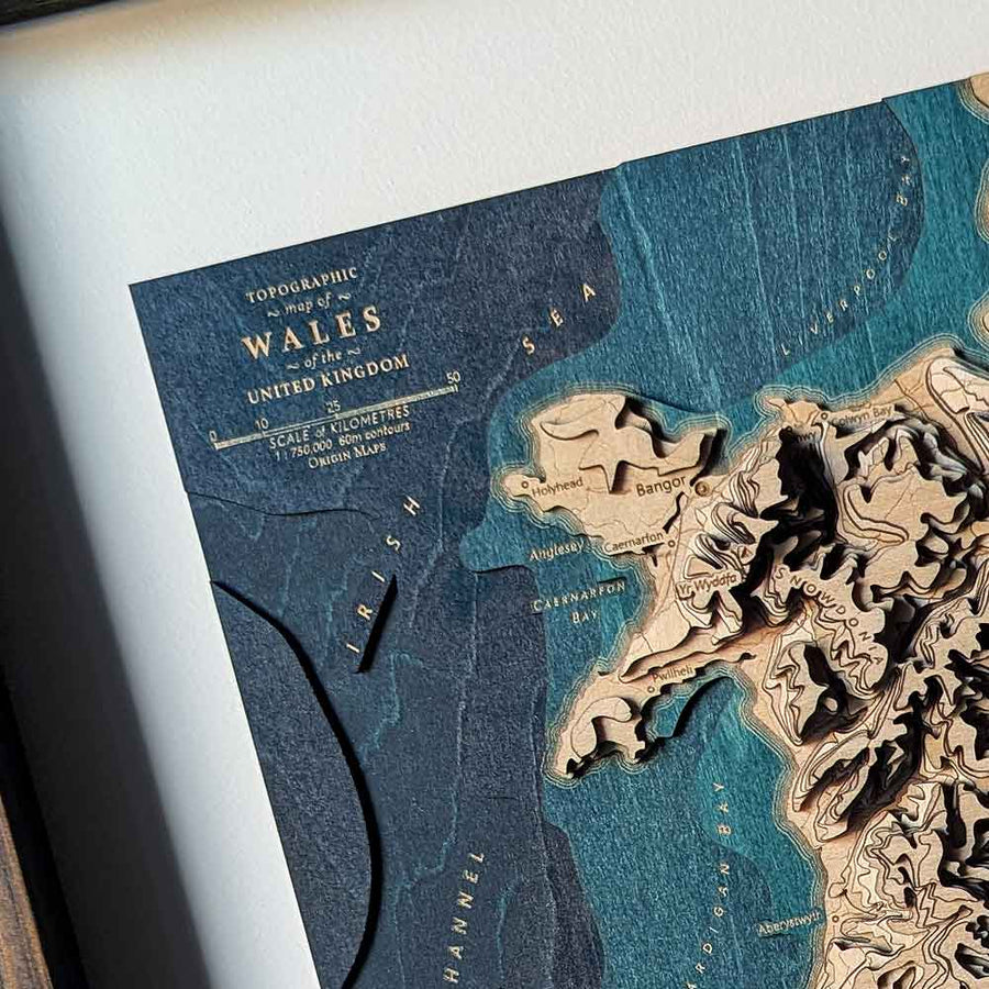 3D contour map art of Wales 