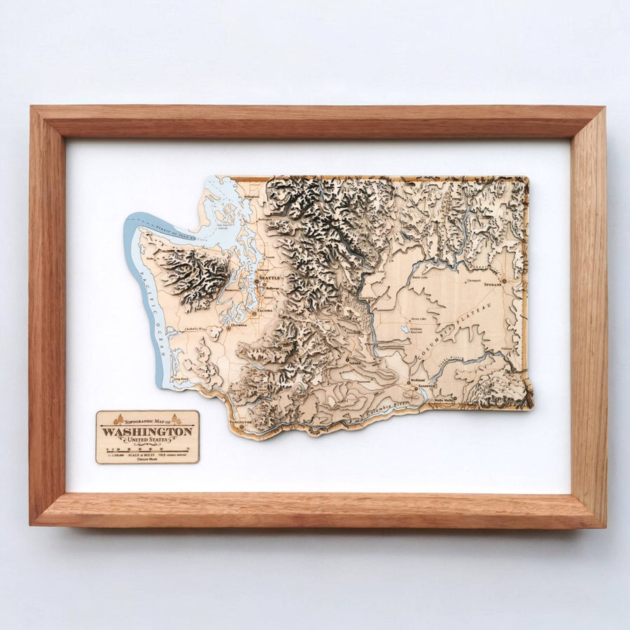 Wooden Topographic Map of Any US State