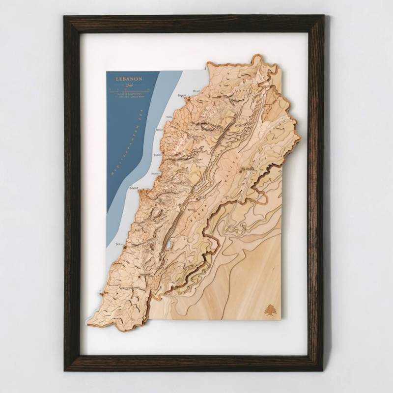 Lebanon Topographic Framed Map Art