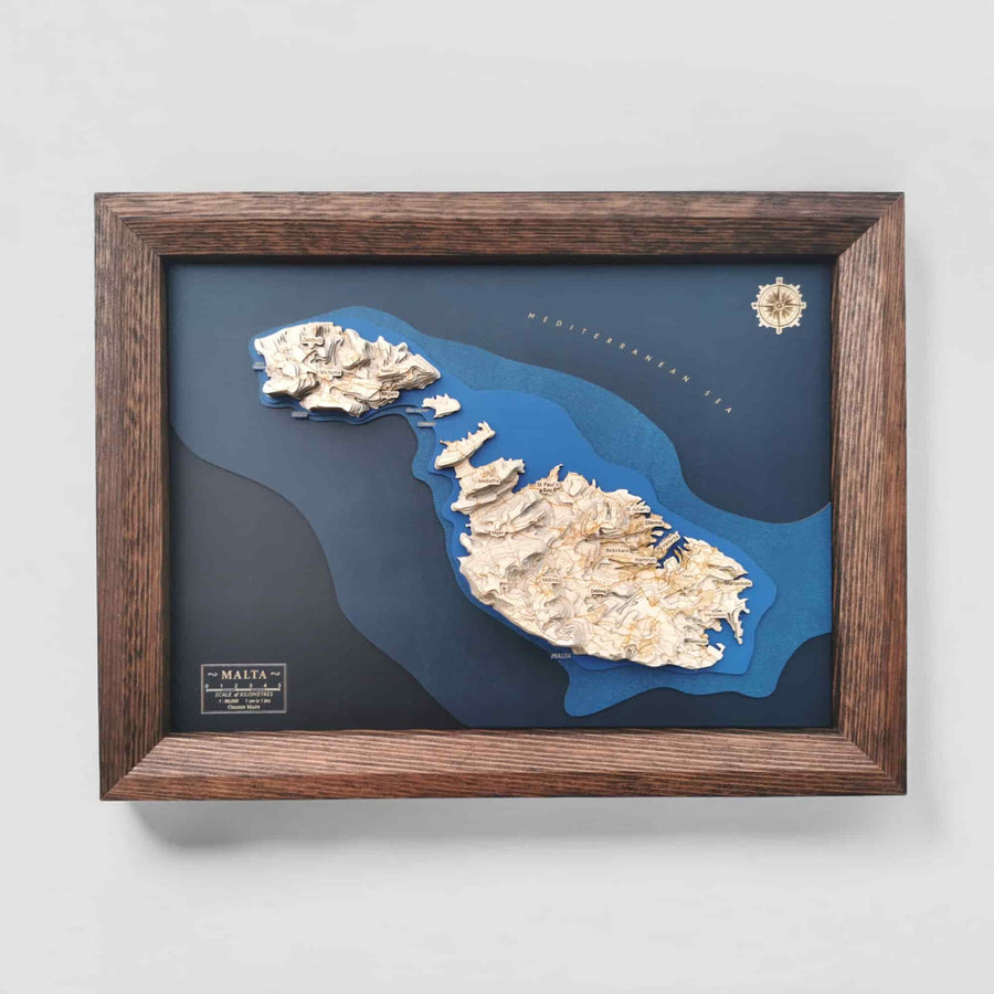 Malta Topographic Contour Map Art 