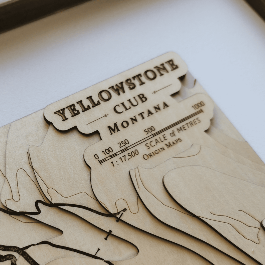 Yellowstone Ski Resort Wooden Map Art